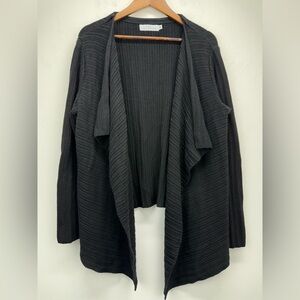Willow size Medium Women’s Black Draped Open Front Ribbed Knit Cardigan Sweater